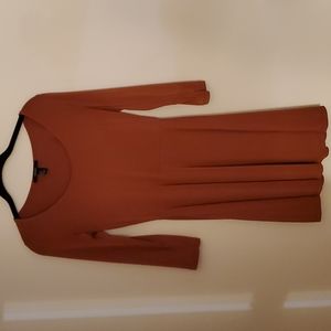 Burnt Orange Fit & Flare Dress